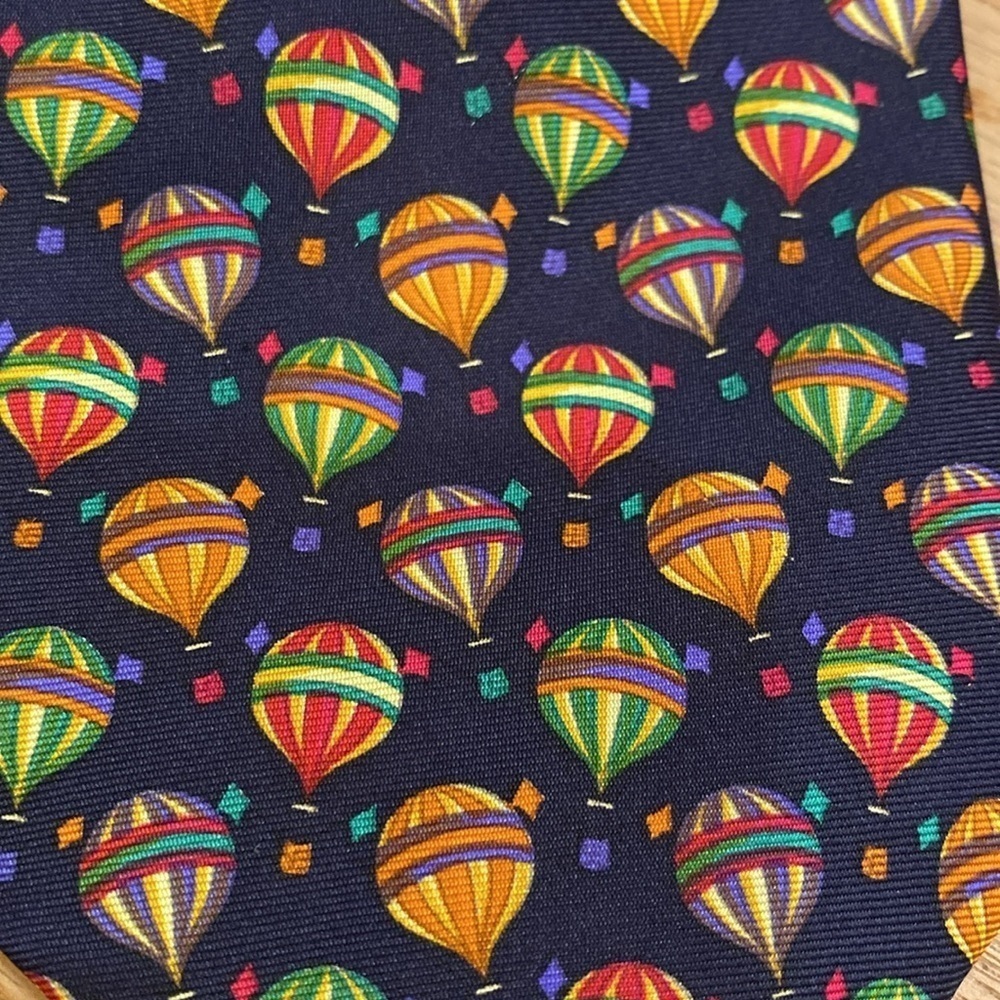John Comfort Made in England Hot Air Balloon  Multi Color Silk Tie